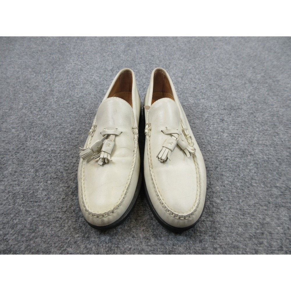 Maus & Hoffman Shoes Mens White‎ Leather Tassel Loafer Casual Size 9 N